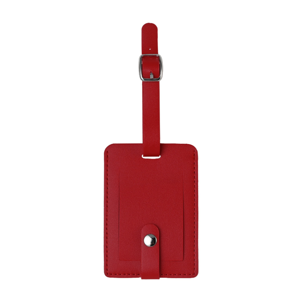 Red Elegant Leather Luggage Tags with A Classic Buckle Strap Red Elegant Leather Luggage Tags with A Classic Buckle Strap