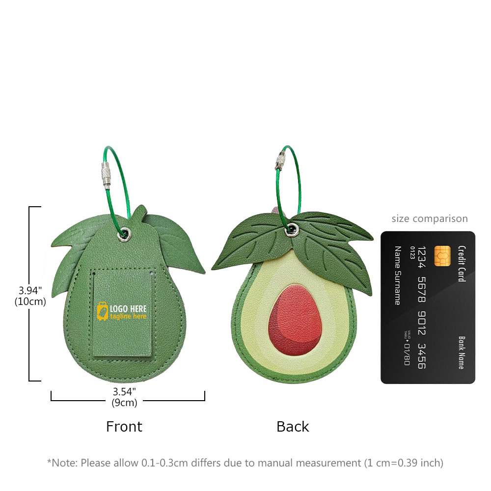 Scale shot of Creative Avocado Top Layer Leather Luggage Tag