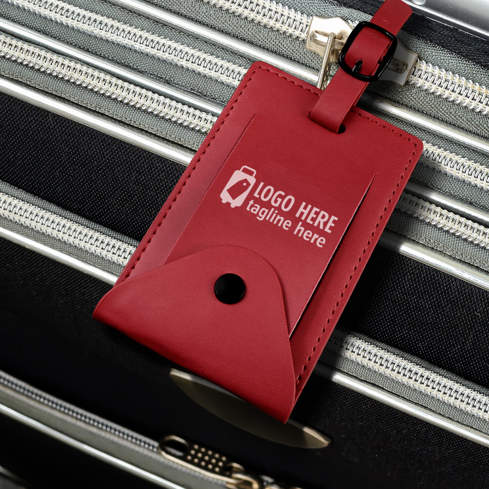 PU Leather Luggage Tag with Snap Button