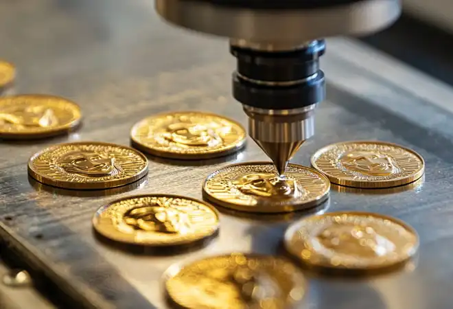 Production line for police challenge coins UK