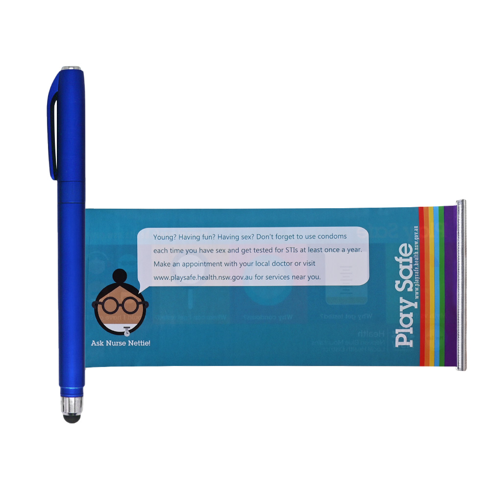 Full Color Custom Banner Pen with Stylus open