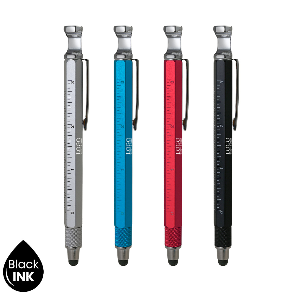 Custom 6-in-1 Tool Pen with Stylus Tip color with logo
