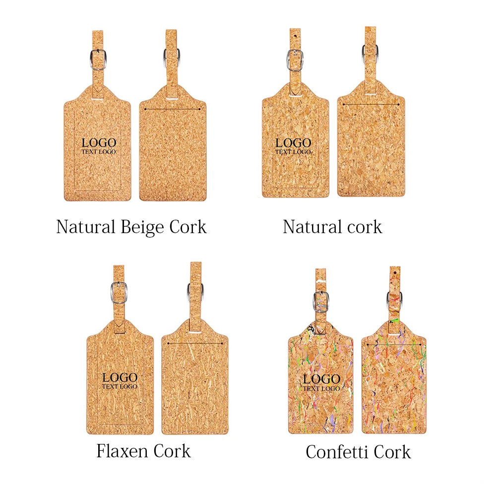 Group Shot of Natural Cork Travel Luggage Tag