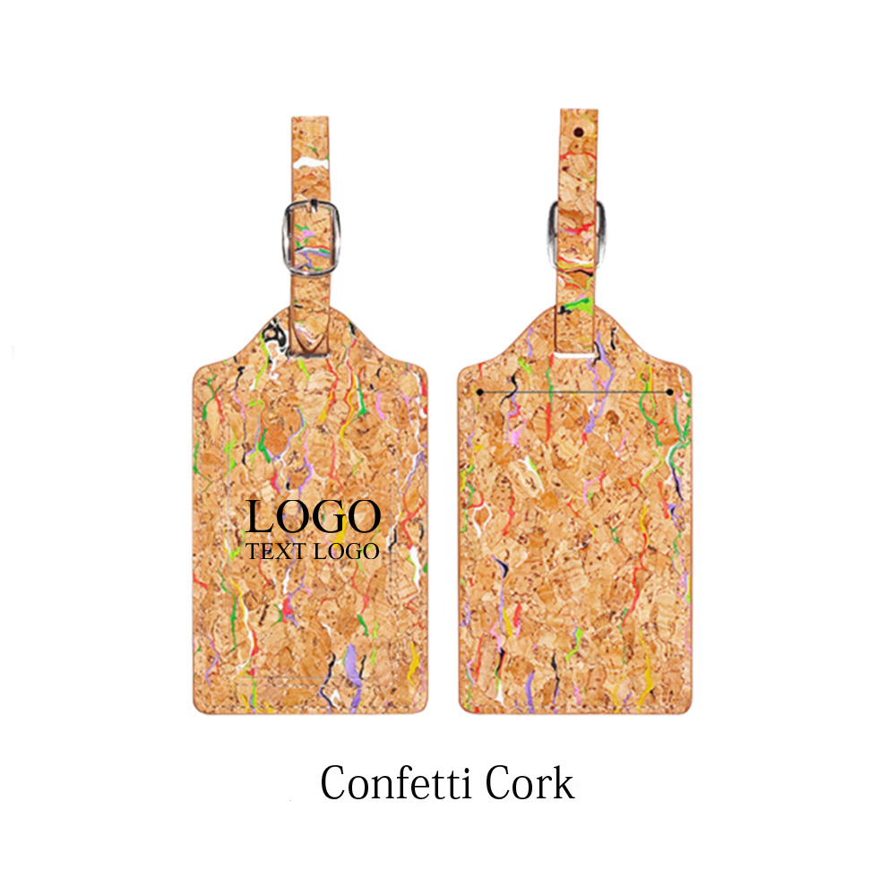 Natural Cork Travel Luggage Tag Confetti Cork with Logo