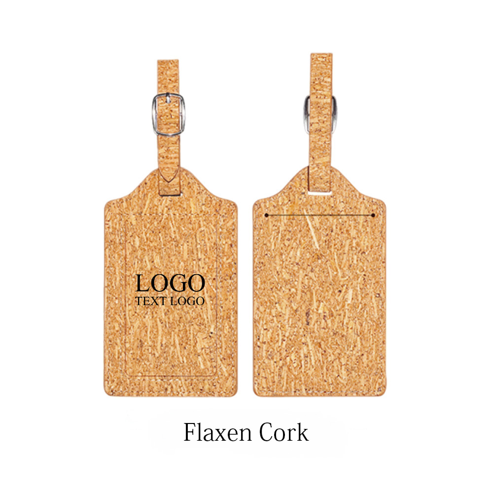 Natural Cork Travel Luggage Tag Flaxen Cork with Logo