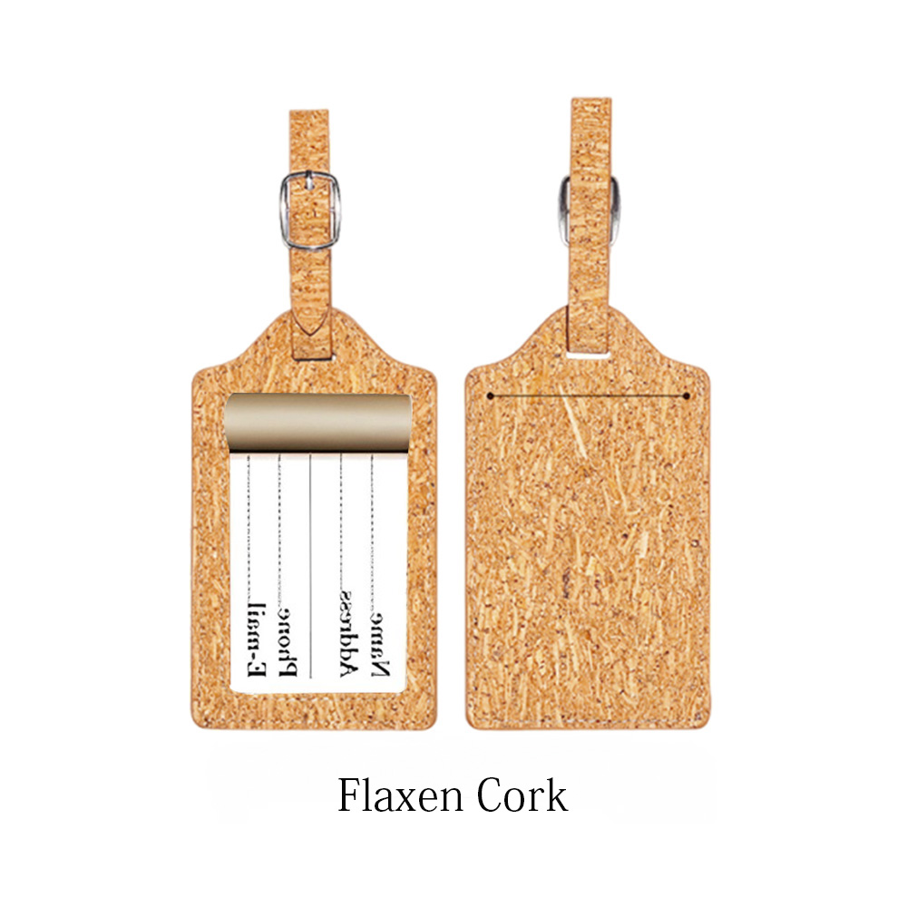 Natural Cork Travel Luggage Tag Flaxen Cork with Logo Both Sides