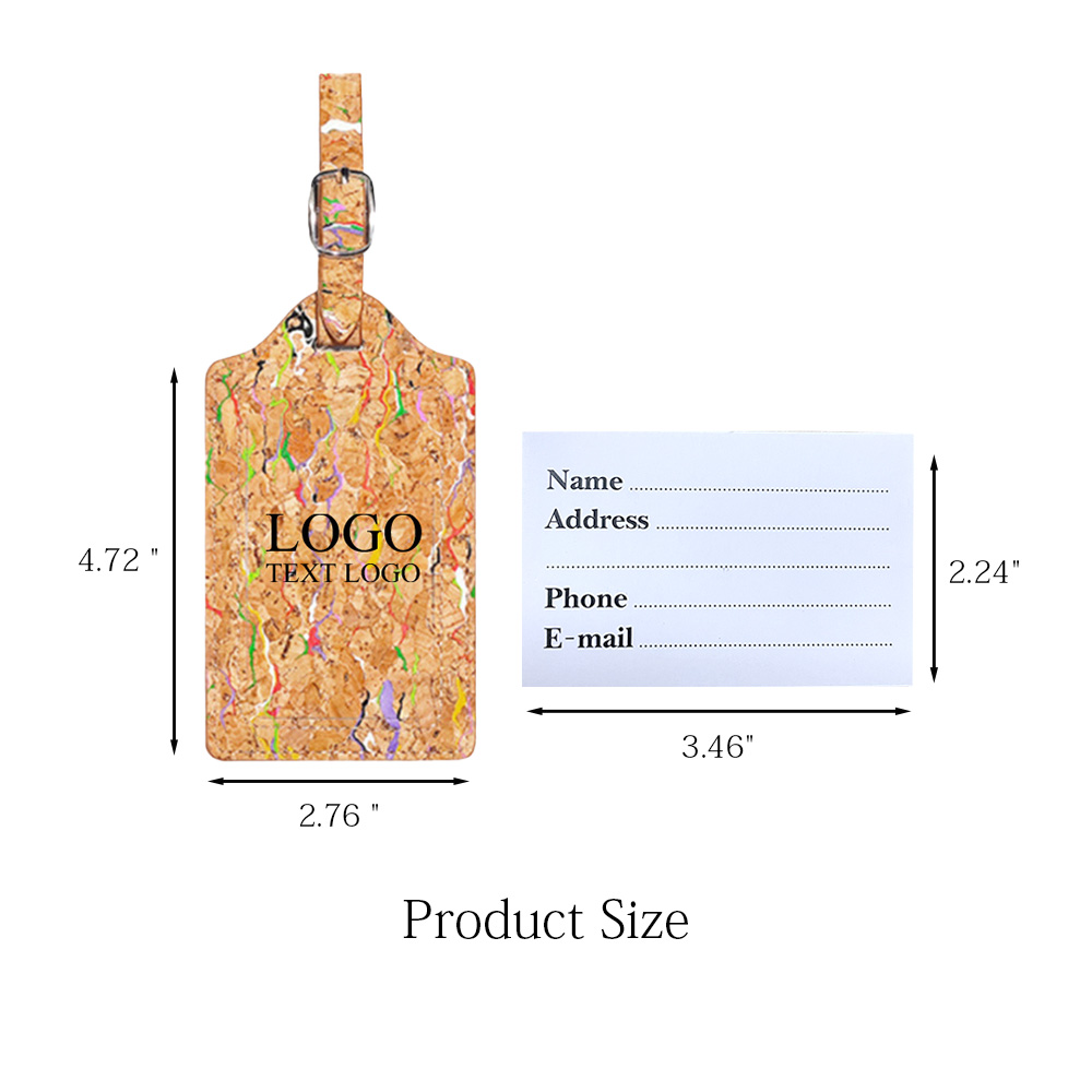 Size of Natural Cork Travel Luggage Tag