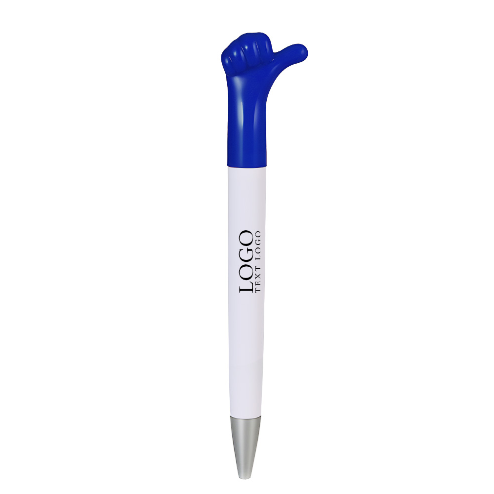 Customizable Thumbs Up Ballpoint Pen with logo-dark blue
