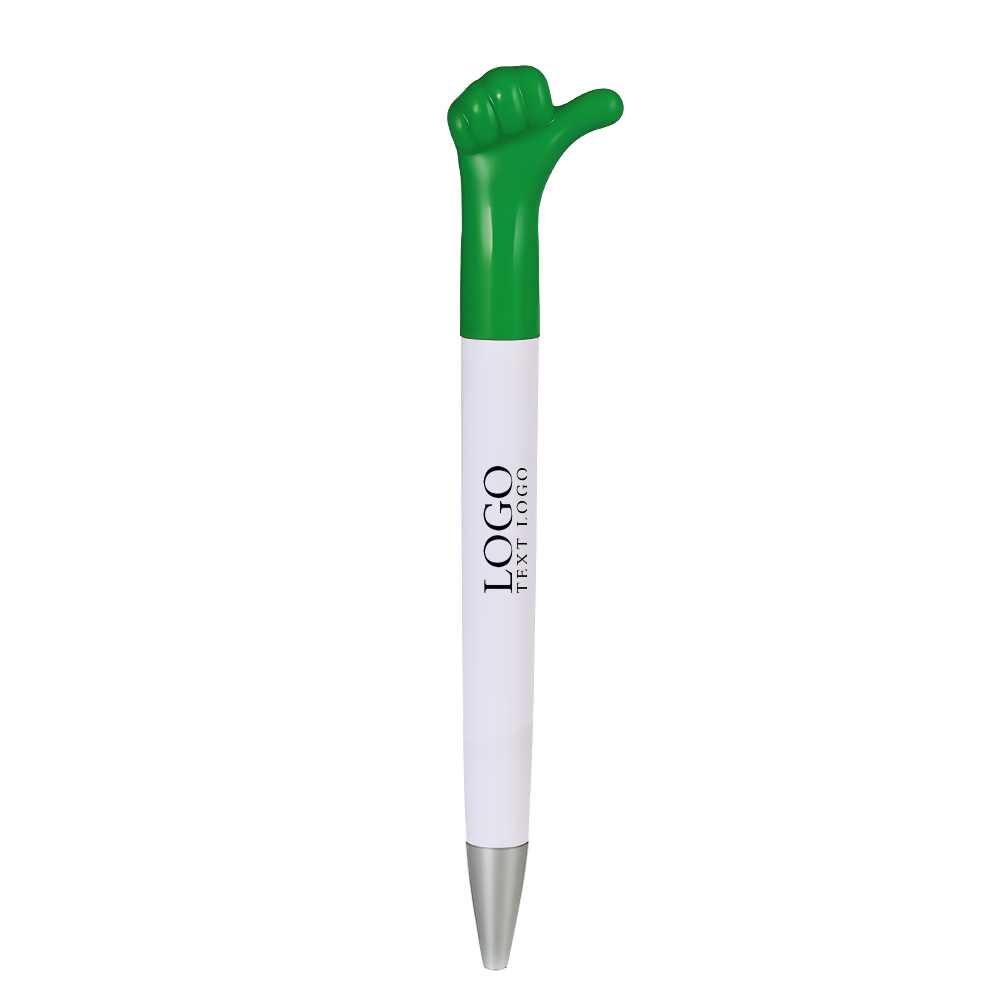 Customizable Thumbs Up Ballpoint Pen with logo-green