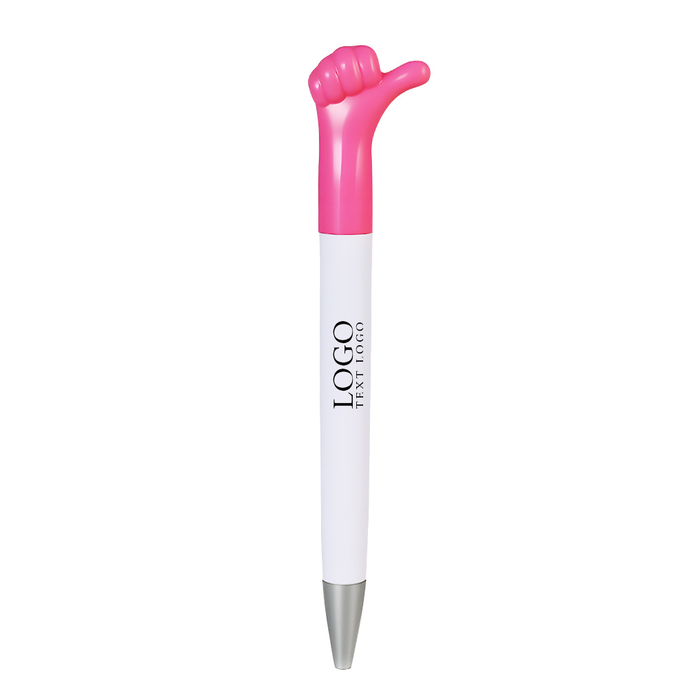Customizable Thumbs Up Ballpoint Pen with logo-pink