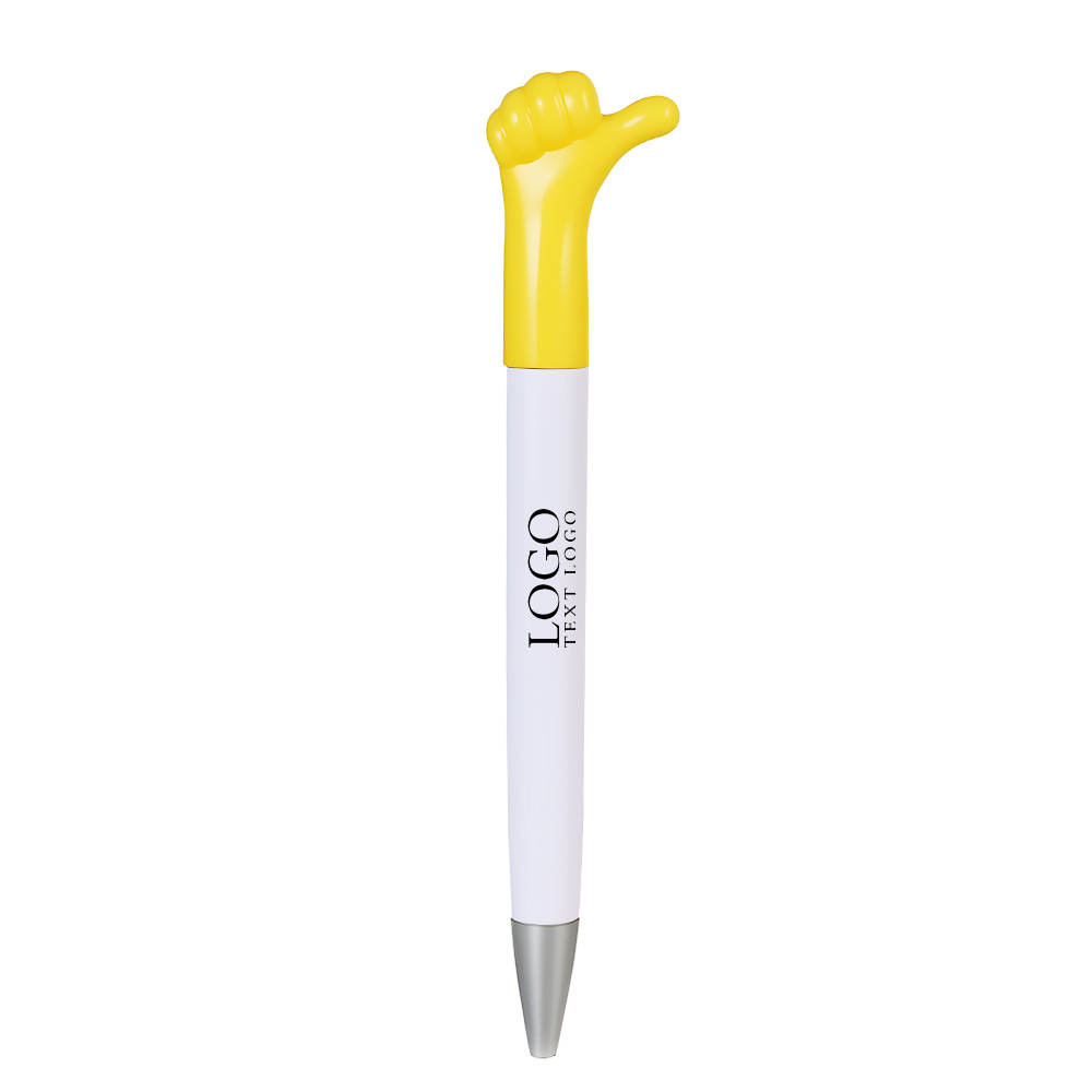 Customizable Thumbs Up Ballpoint Pen with logo-yellow