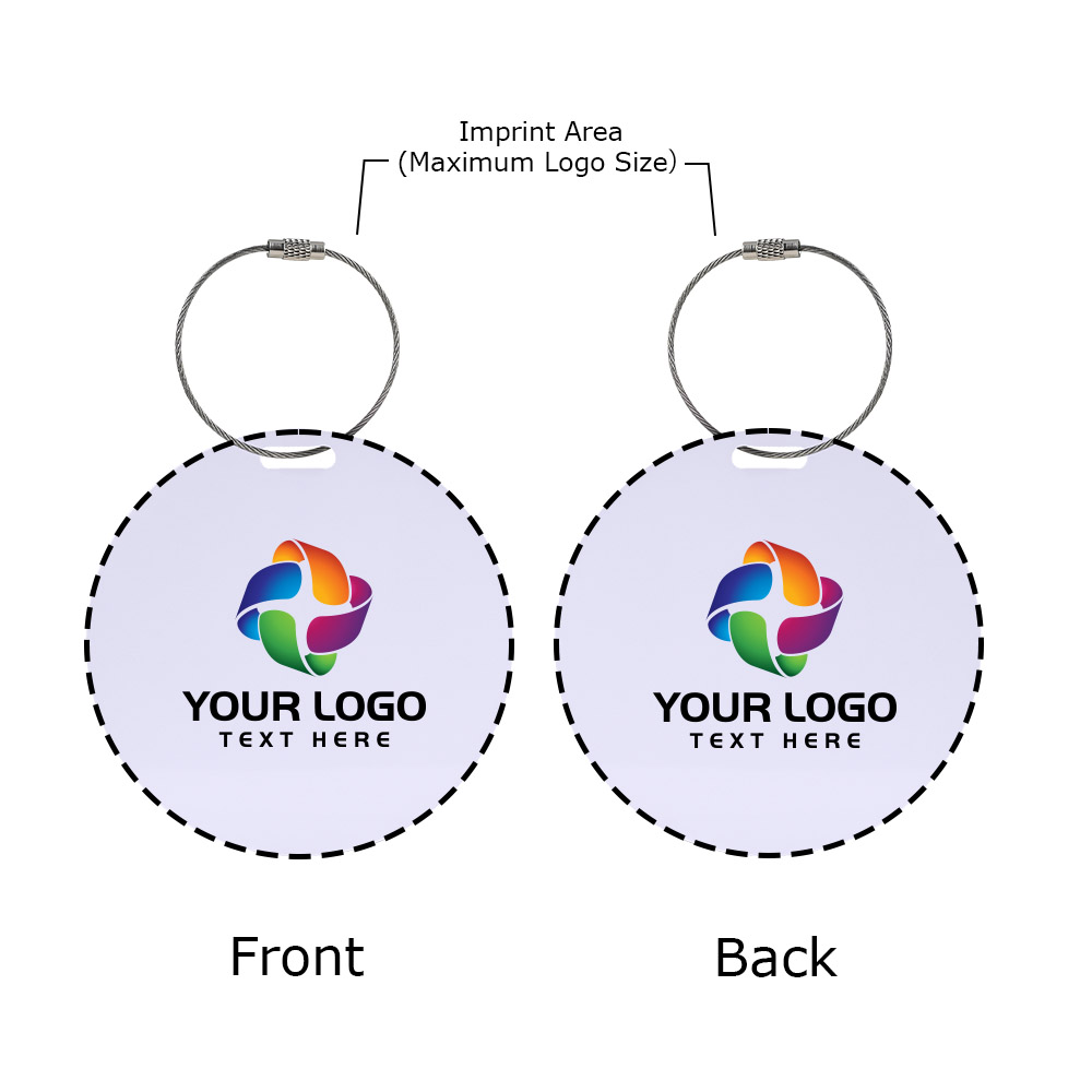 Full Color Round Plastic Luggage Tags With Cable Loops