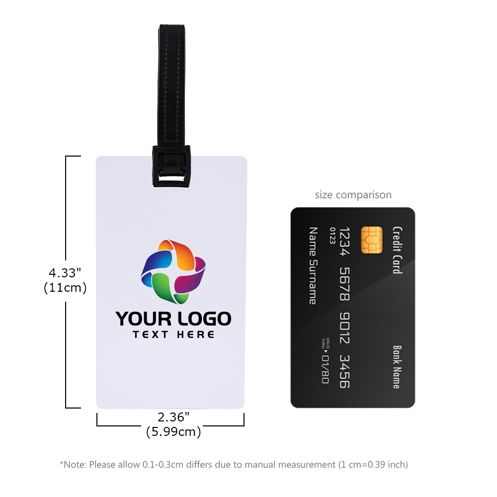 Scale shot of Full Color Plastic Luggage Tags With PVC Strap