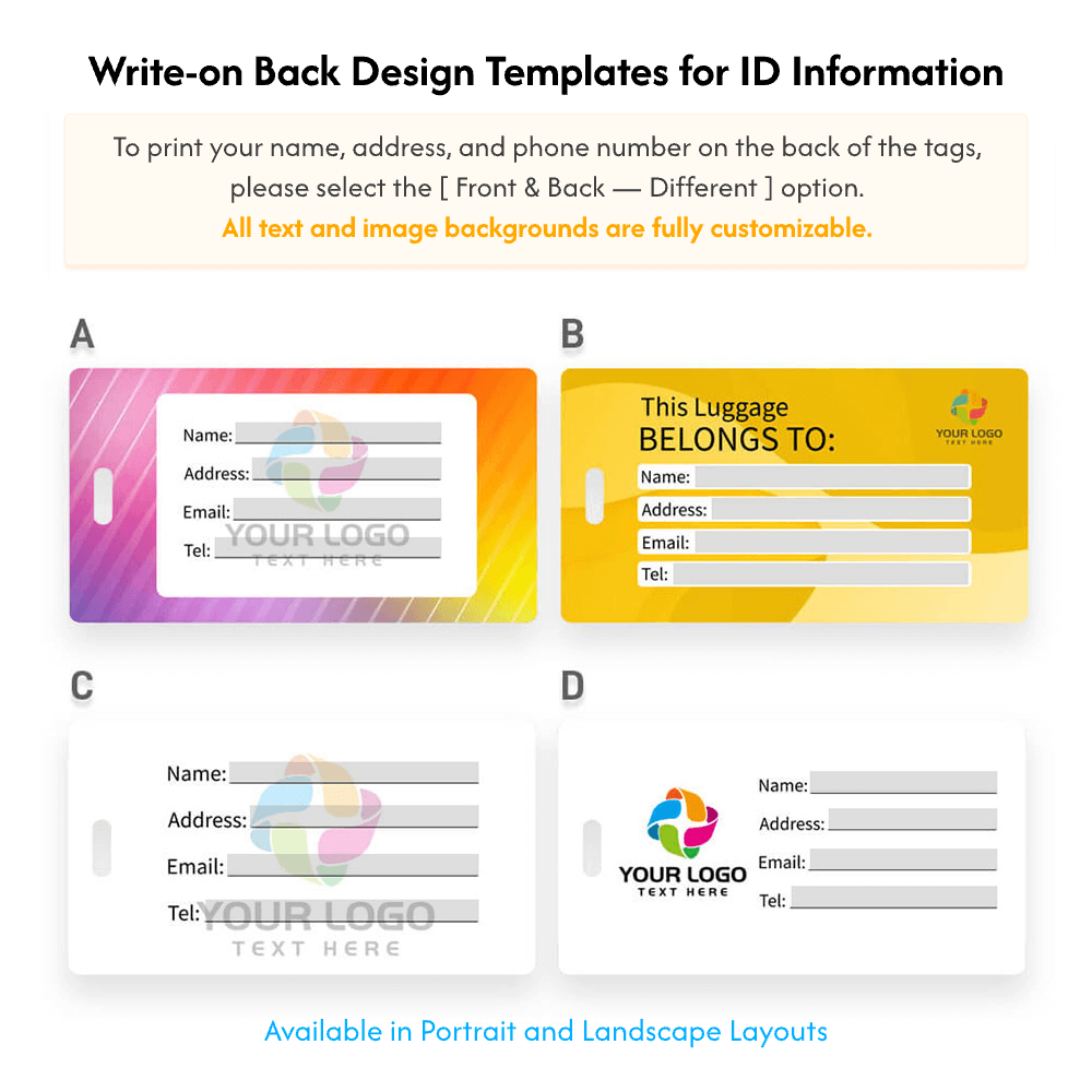 Write-on Back Design Templates for Rectangle