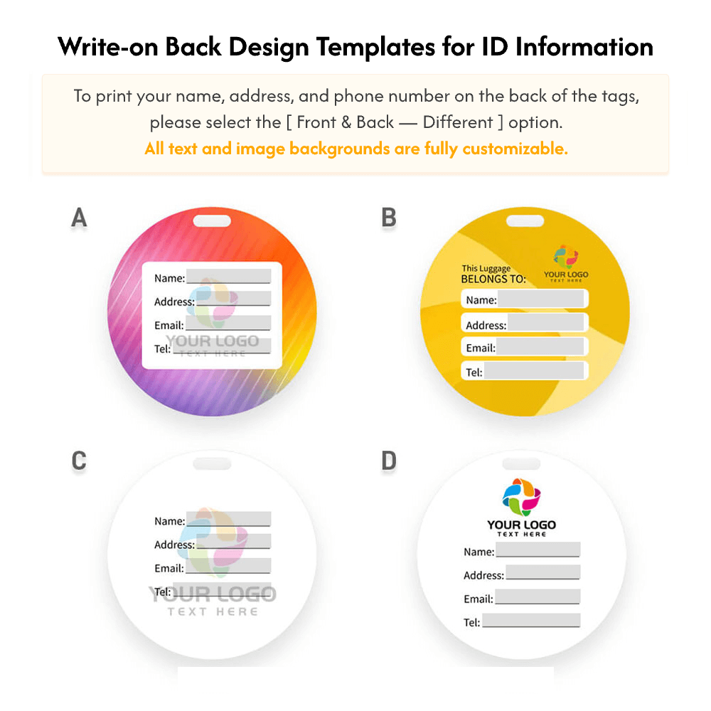 Write-on Back Design Templates for Round
