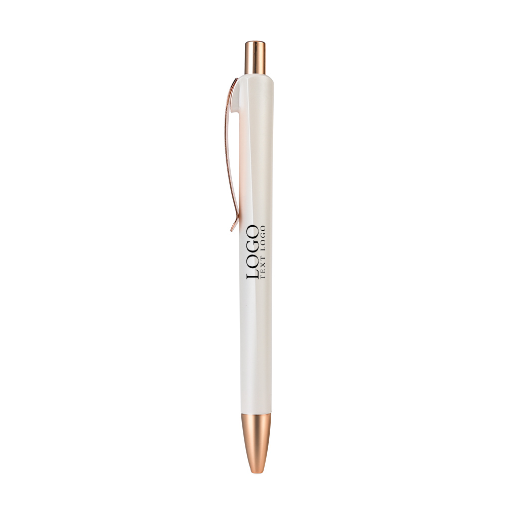 Metallic Matte Texture Ballpoint Pen with logo-white
