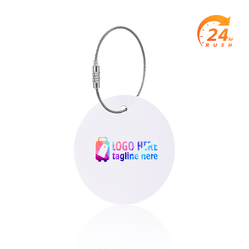 Full Color Round Plastic Luggage Tags With Cable Loops