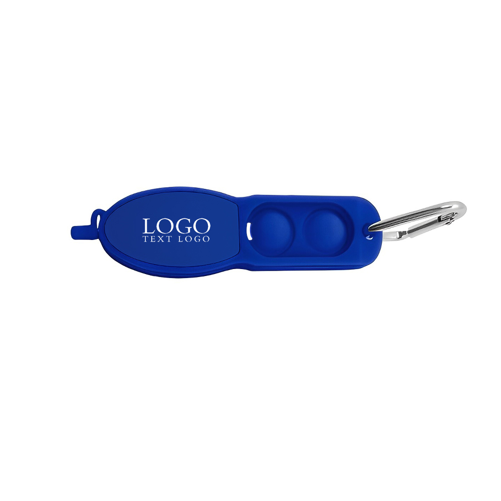Innovative Push Pop Pen With Carabiner Blue with logo