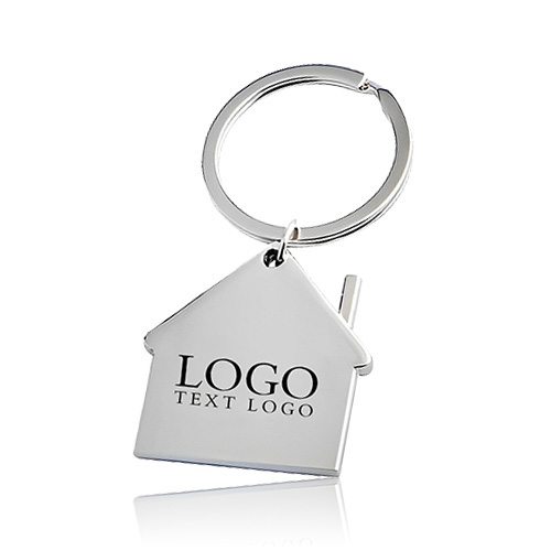 Promotional House Shape Metal Key Tag With Split Ring