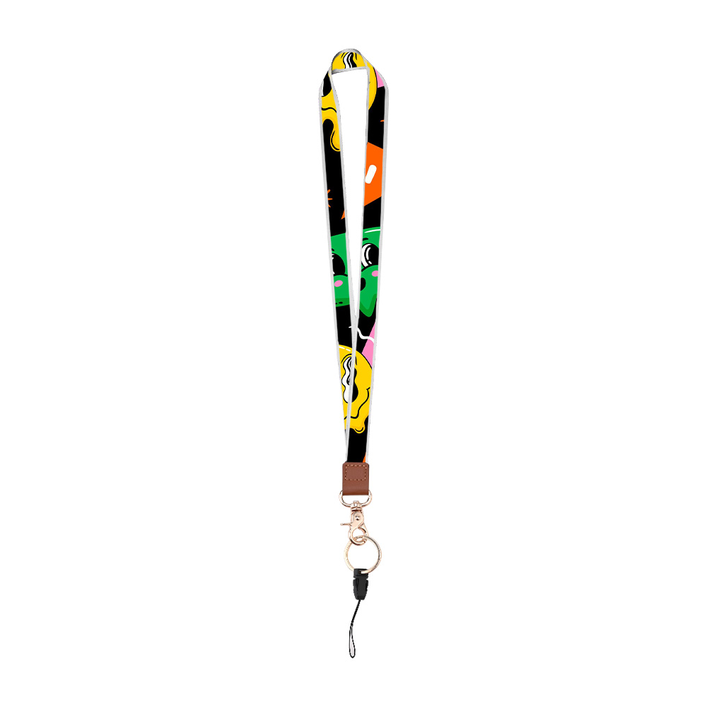Custom Polyester Leather Stitching Lanyard Custom Polyester Leather Stitching Lanyard