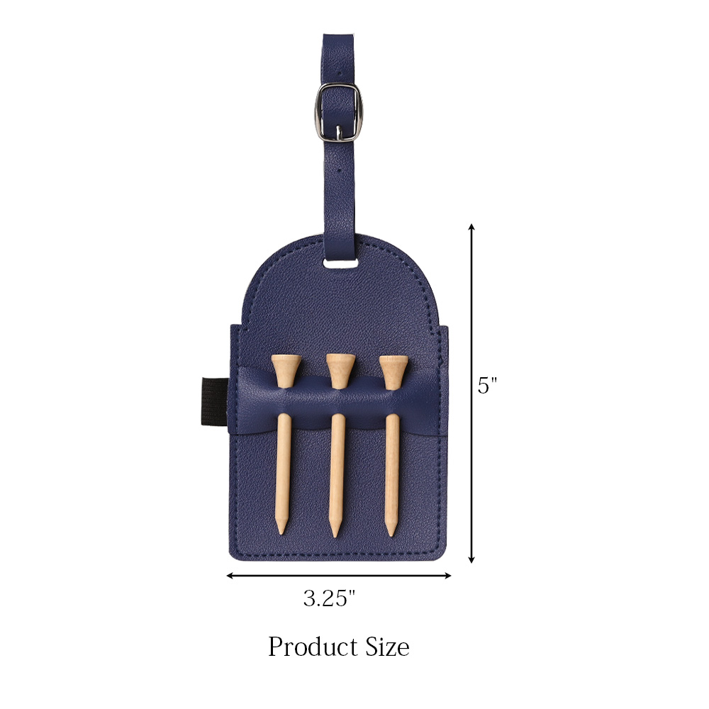 Portable Vegan Leather Golf Tee Bag Holder