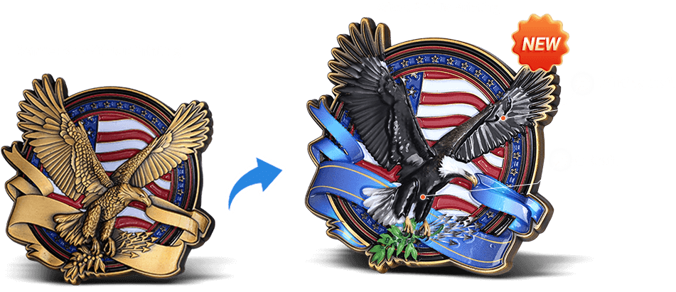 UV Printed 3D Challenge Coins Example