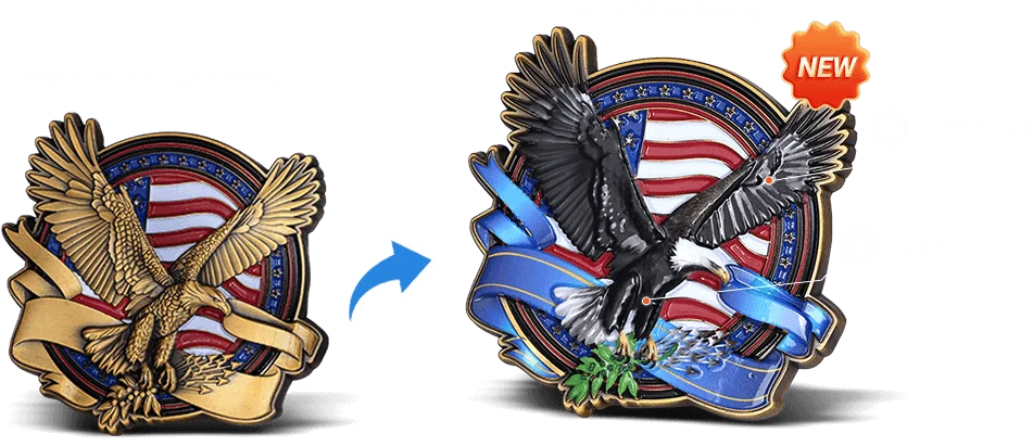 UV Printed 3D Challenge Coins Example