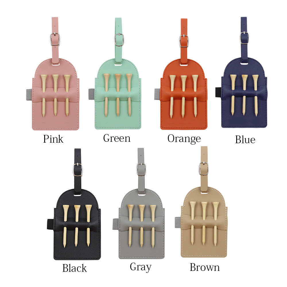 Portable Vegan Leather Golf Tee Bag Holder