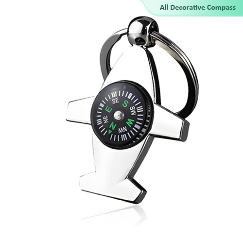 Metal Compass Plane Keychains