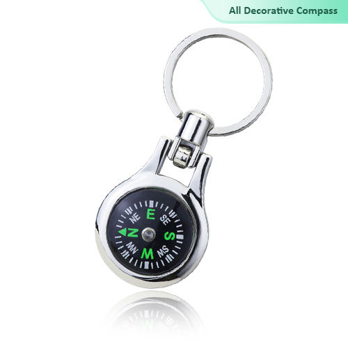 Custom Promotional Metal Drop Shape Compass Keychain