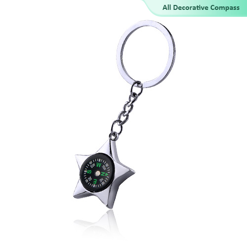 Customized five-pointed star shape compass keychain
