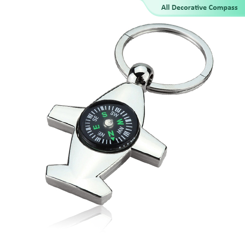 Free Customizable Metal Airplane Shape Keychain with Compass