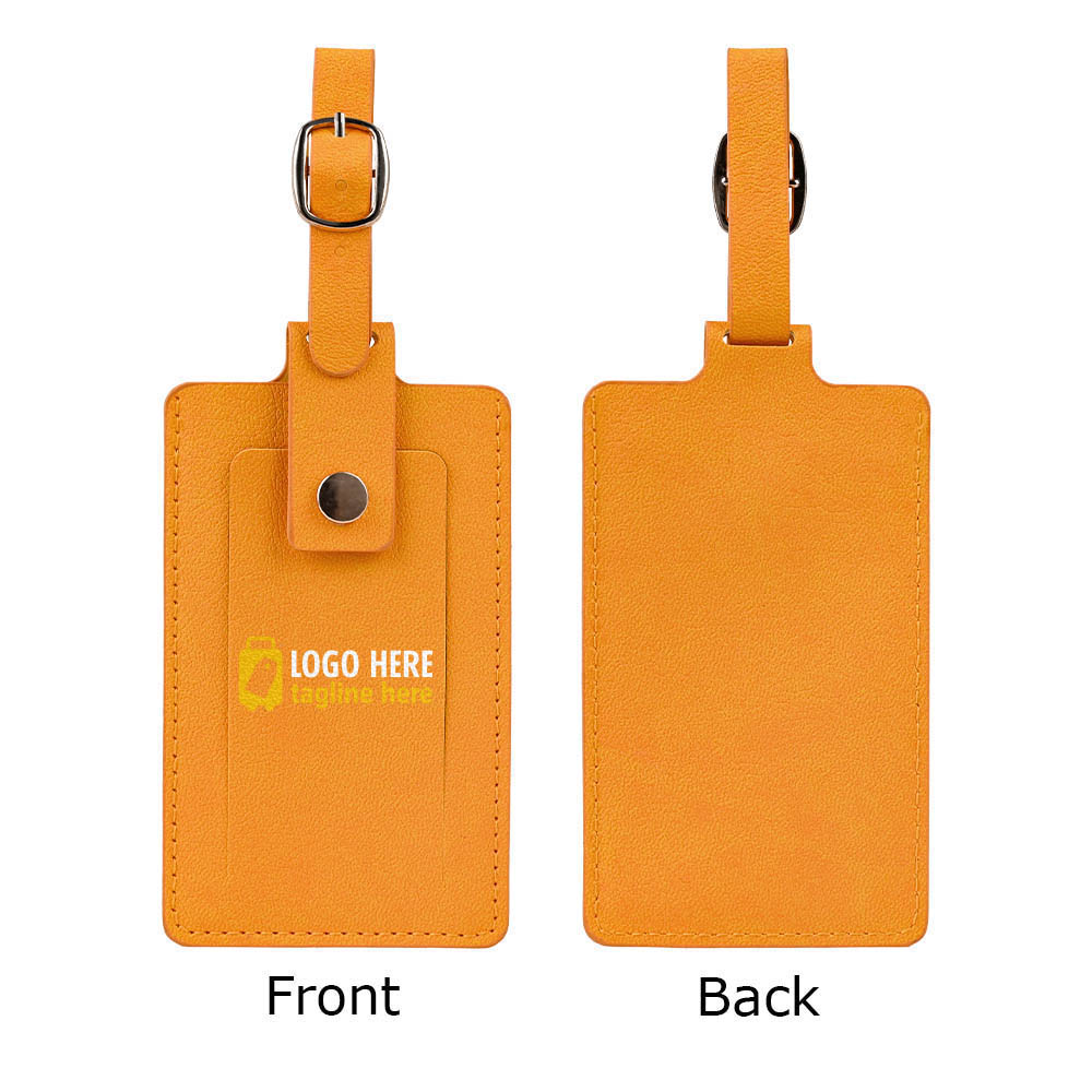 Executive Leather Luggage Tag with Snap Yellow with logo