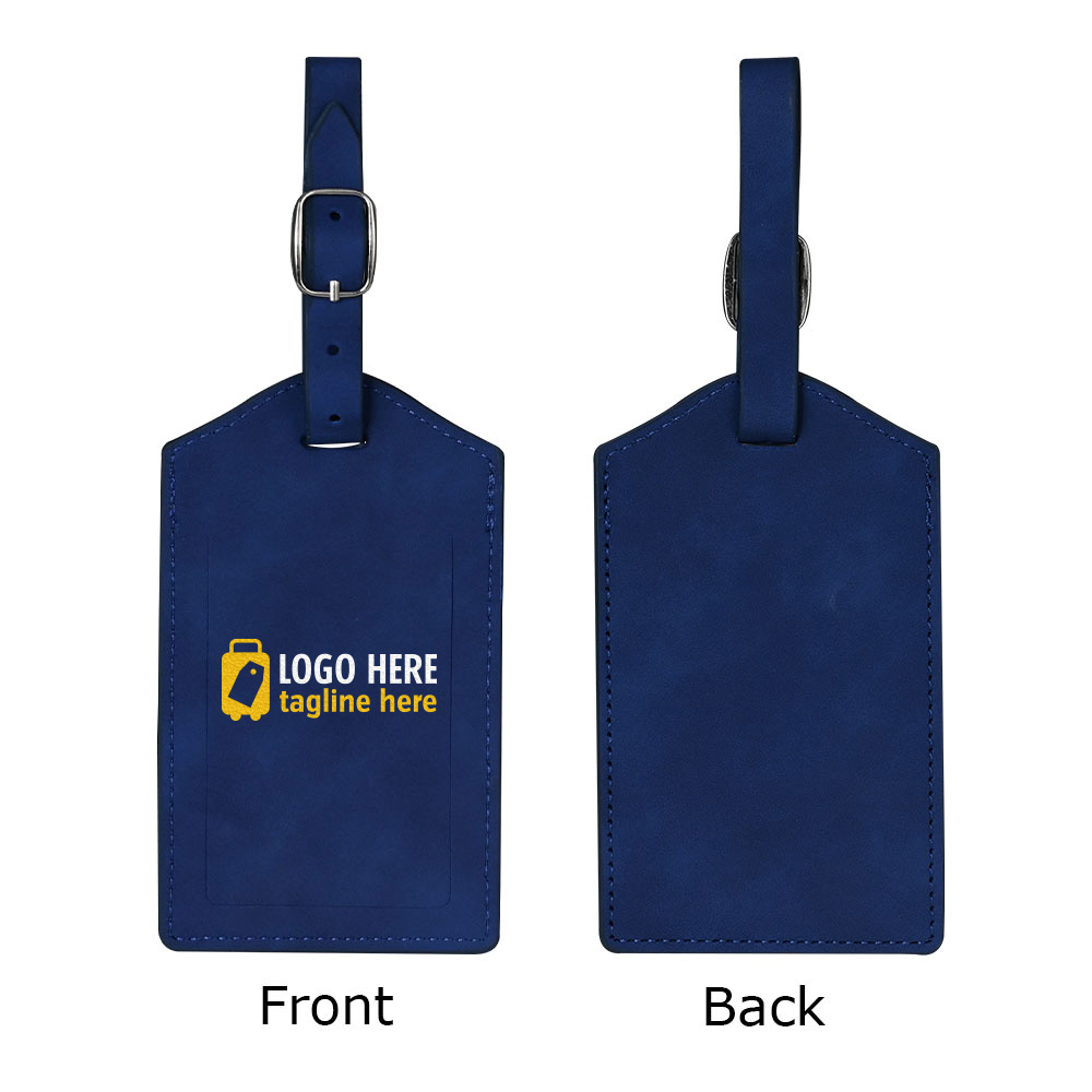 Flip-top PU Leather Luggage Tags Blue