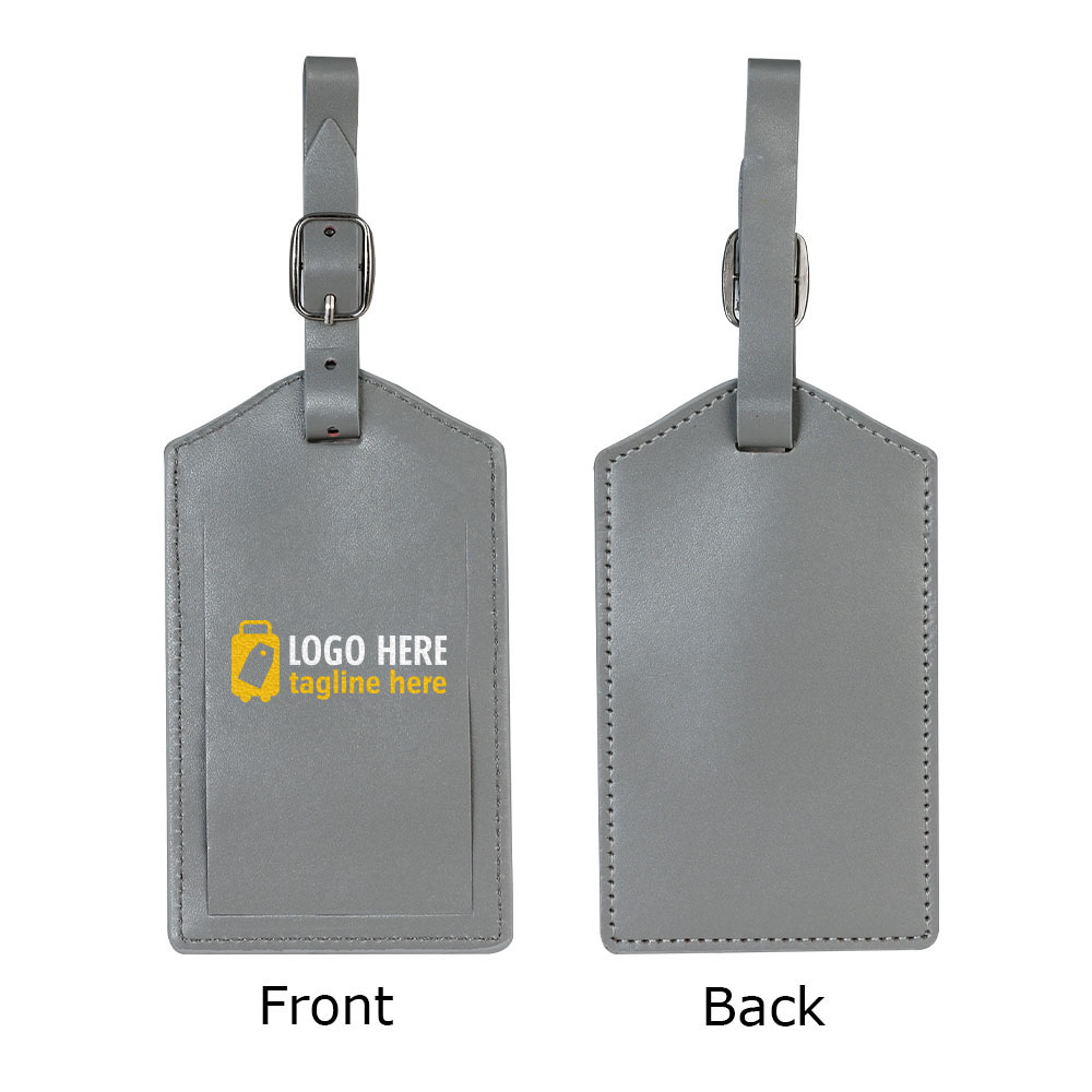 Flip-top PU Leather Luggage Tags Gray