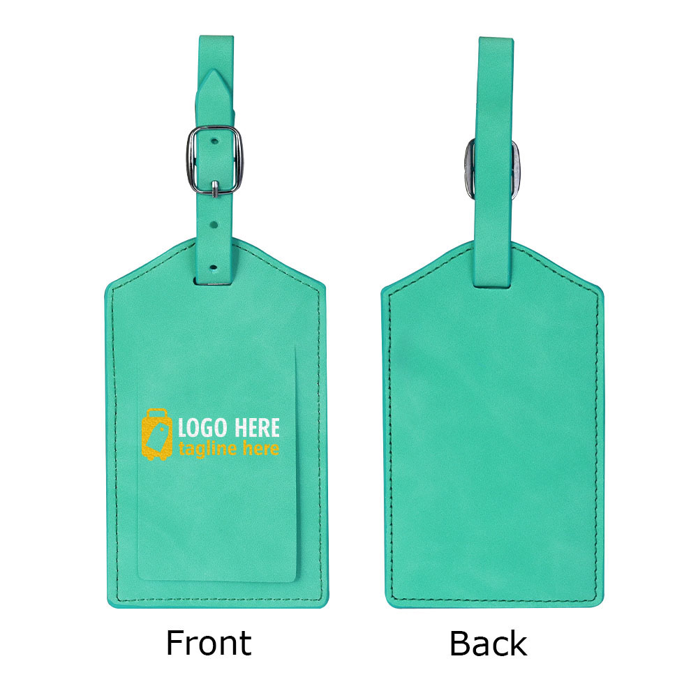 Flip-top PU Leather Luggage Tags Green