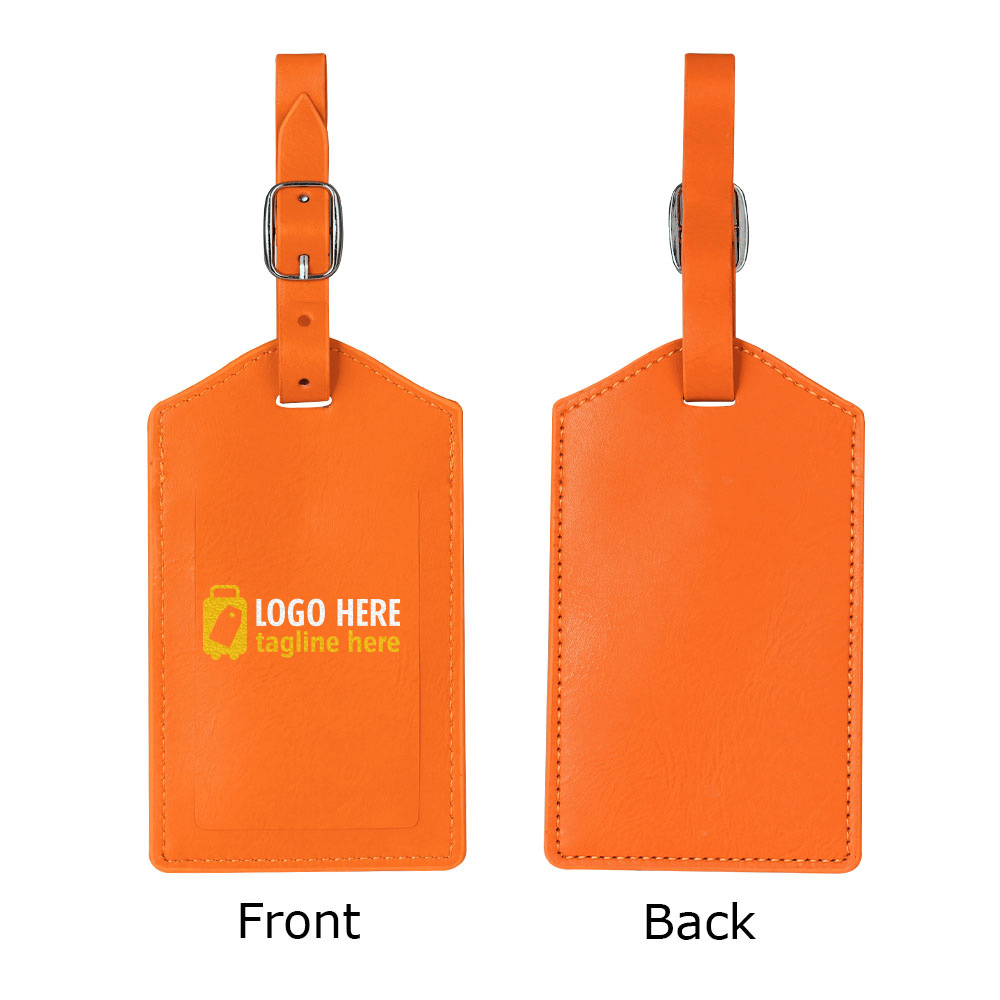 Flip-top PU Leather Luggage Tags Orange