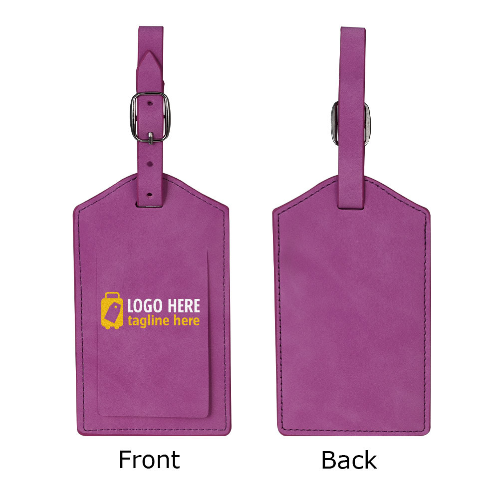 Flip-top PU Leather Luggage Tags Rose Red
