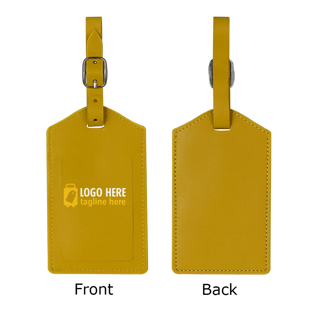 Flip-top PU Leather Luggage Tags Yellow