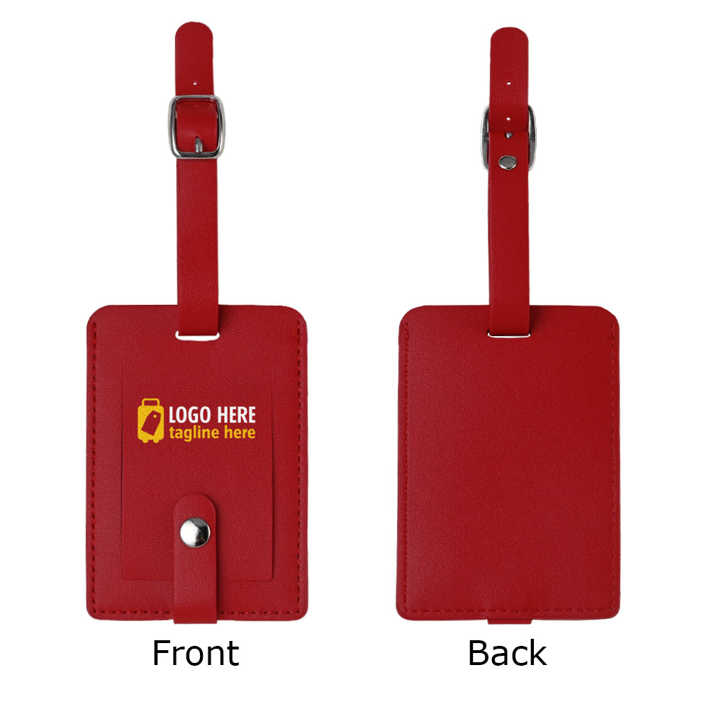 Genuine Leather Flip Luggage Tag Red