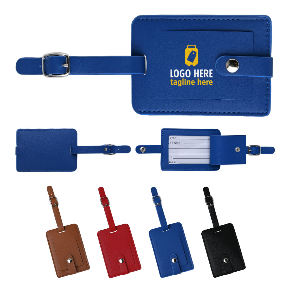 Group shot of Genuine Leather Flip Luggage Tag