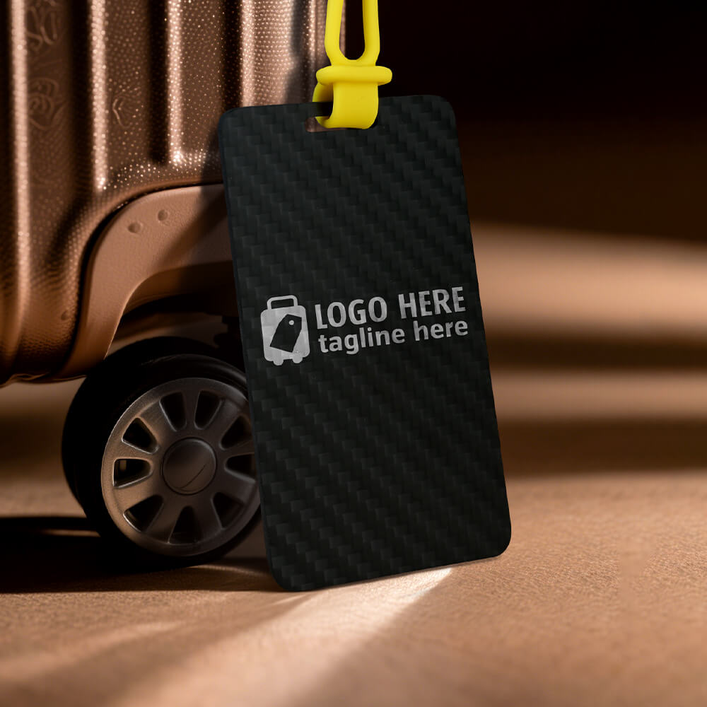 Lifestyle shot of Carbon Fiber High-quality Luggage Tags