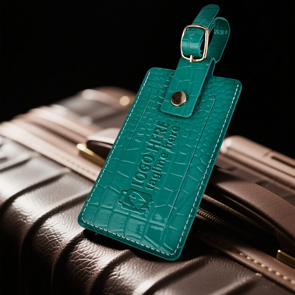 Lifestyle shot of Crocodile Texture PU Leather Travel Tag