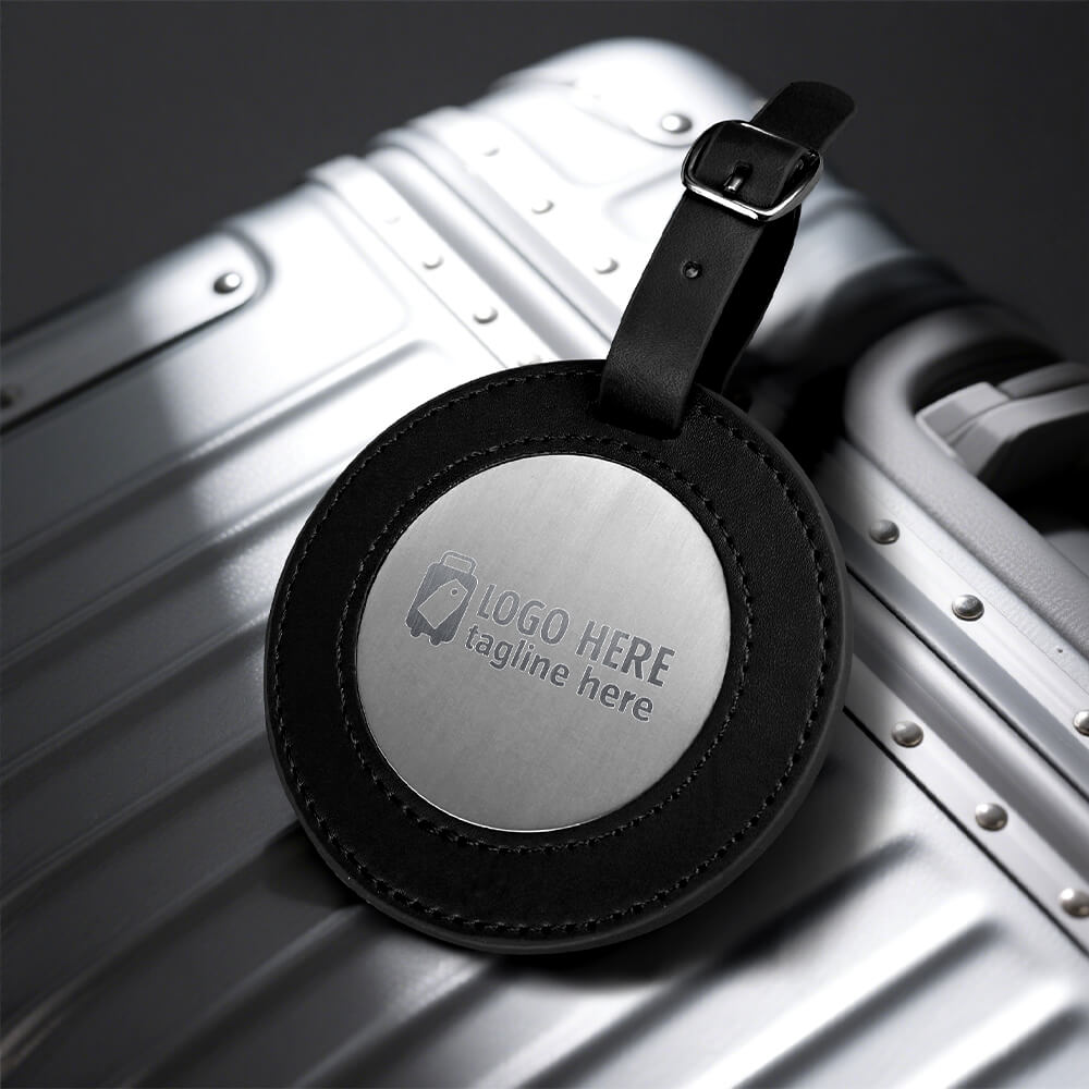 Lifestyle foto van golf minimalistische hangtag bagagelabel