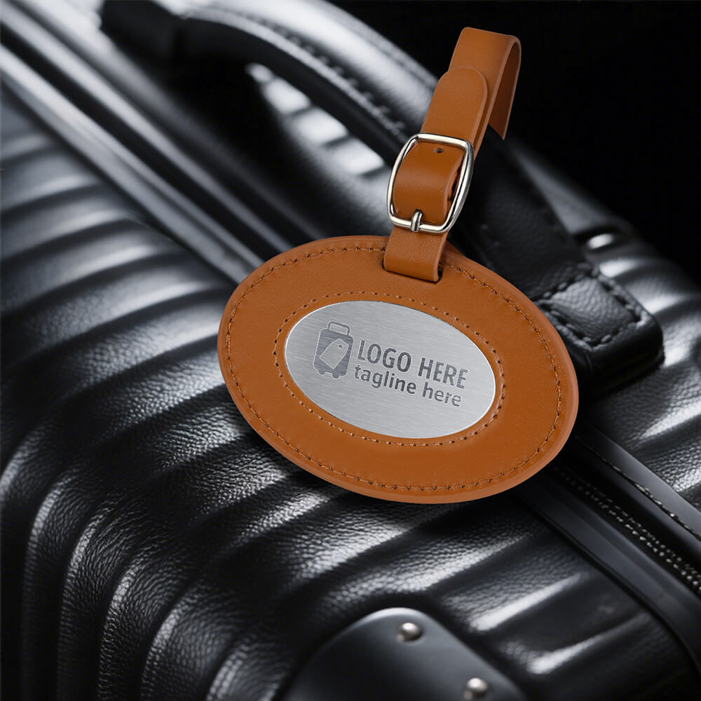 Lifestyle shot of Metal Chic Minimalist Luggage Tag