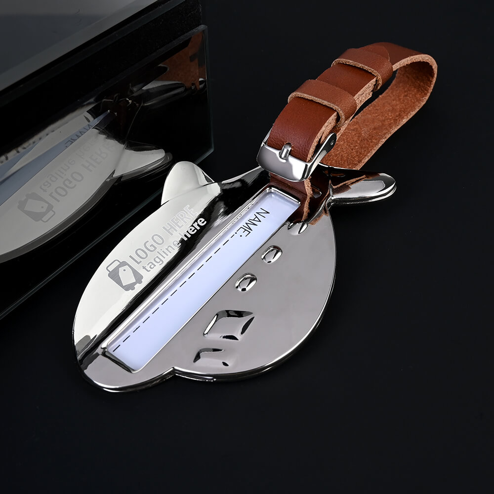 Lifestyle shot of Zinc Alloy Airlines Luggage Tag