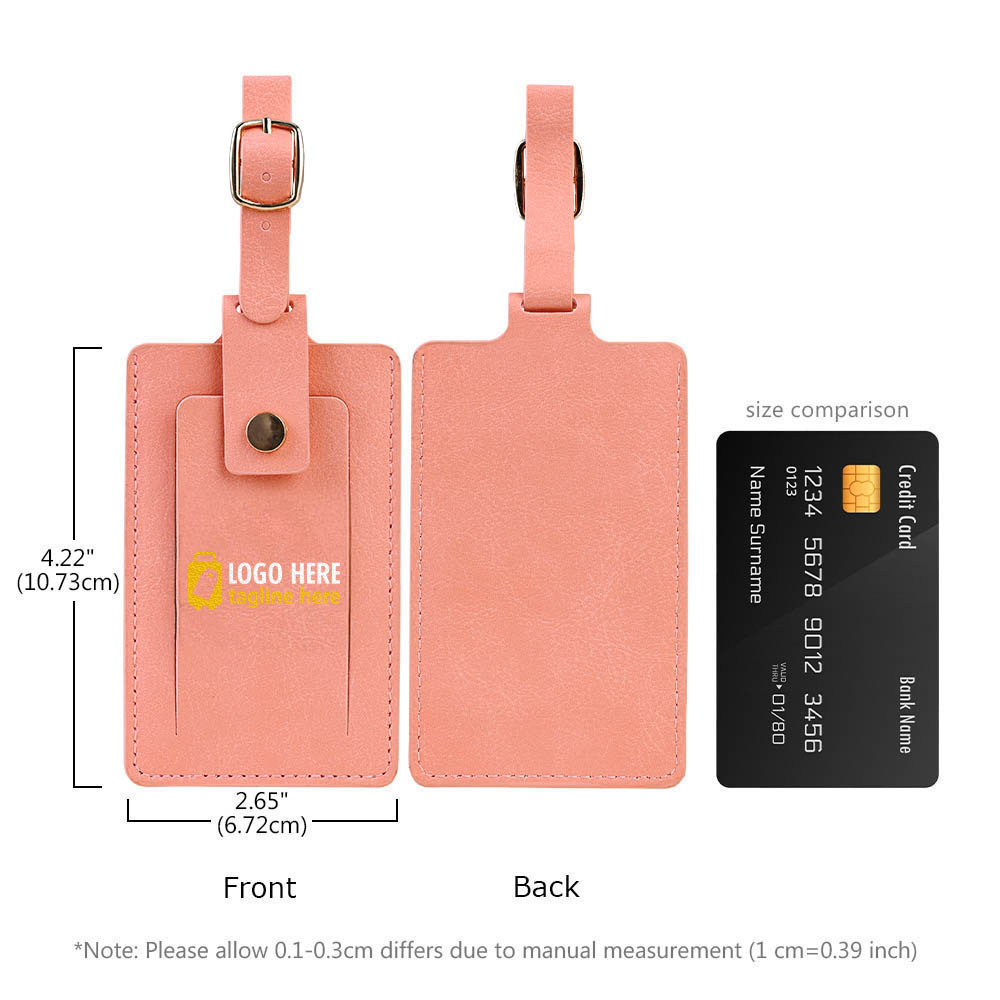 Scale shot of Executive Leather Luggage Tag with Snap