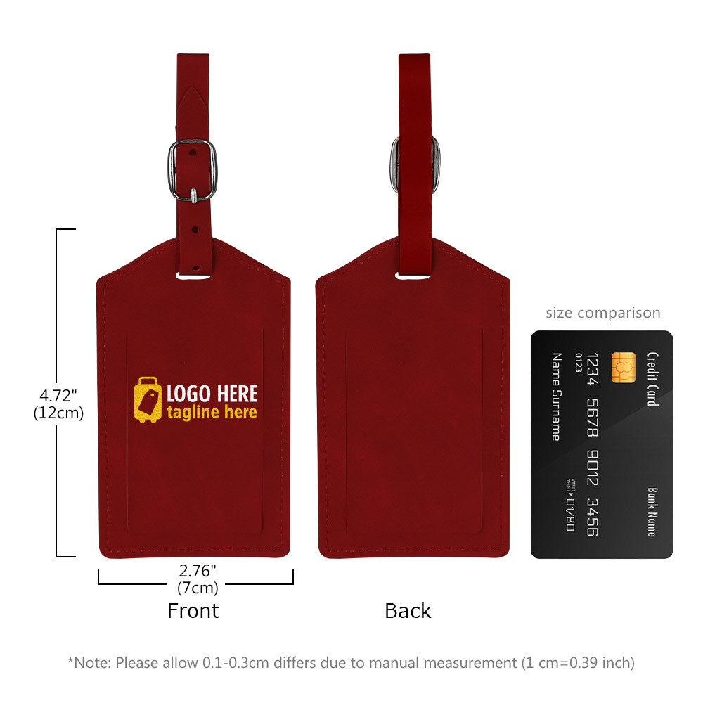 Scale shot of Flip-top PU Leather Luggage Tags Blue