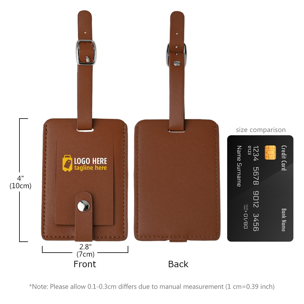 Scale shot of Genuine Leather Flip Luggage Tag