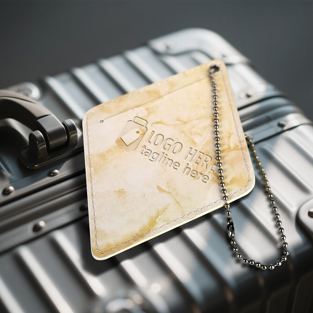 Lifestyle shot of Marble Pattern Diamond Luggage Tag